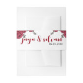 Bandeau De Faire-part Rouge Rose Floral thème Mariage (Devant example)