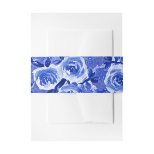 Bandeau De Faire-part Royal Blue Aquarelle Floral Mariage