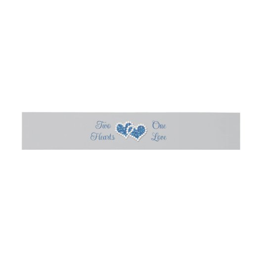 Bandeau De Faire-part Royal Blue, Grey Deux Coeurs, Un Amour (Plat)