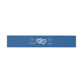 Bandeau De Faire-part Royal Blue, Grey Deux Coeurs, Un Amour (Plat)