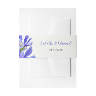 Bandeau De Faire-part Royal Blue Irises Floral Bouquet Mariage