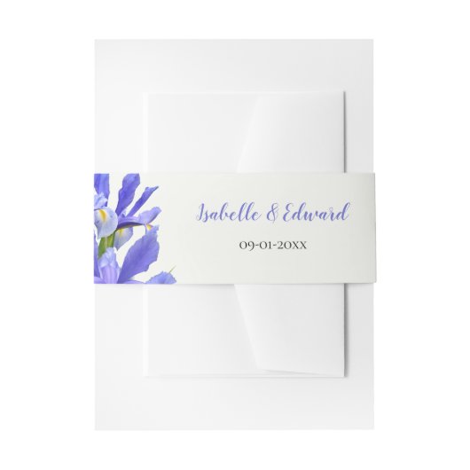 Bandeau De Faire-part Royal Blue Irises Floral Bouquet Mariage (Devant example)