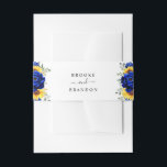 Bandeau De Faire-part Royal Blue Rustic Tournesol Moderne Floral Mariage<br><div class="desc">Elégante et moderne bande de mariage campagnard rustique invitation ventre avec tournesol jaune vif, pivoines bleues royales, souffle bébé, cadre floral gypsophila / couronne avec feuilles eucalyptus. S'il vous plaît trouver d'autres modèles et variantes de mon magasin "blissweddingpaperie". Et n'hésitez pas à me contacter pour plus de personnalisation ou de...</div>