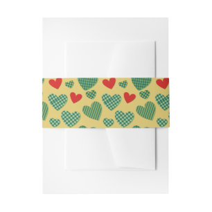 Bandeau De Faire-part Ruban Coeurs rouges et verts