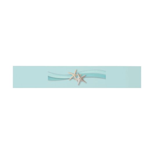 Bandeau De Faire-part Ruban Starfish et turquoise (Plat)