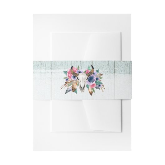 Bandeau De Faire-part Russe Floral Vache Crâne Boho Faire-part de mariag (Devant example)