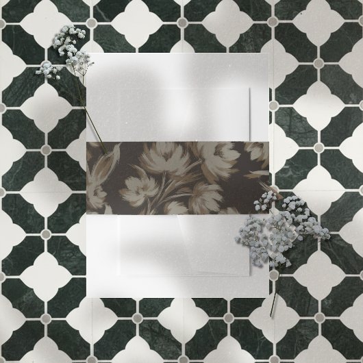 Bandeau De Faire-part Rustic Brown Floral Pattern Wedding