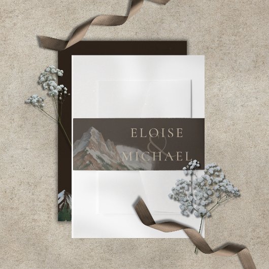 Bandeau De Faire-part Rustic Watercolor Mountain Landscape Wedding