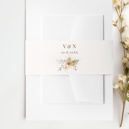 Bandeau De Faire-part Rustique Automne Rose Botanique