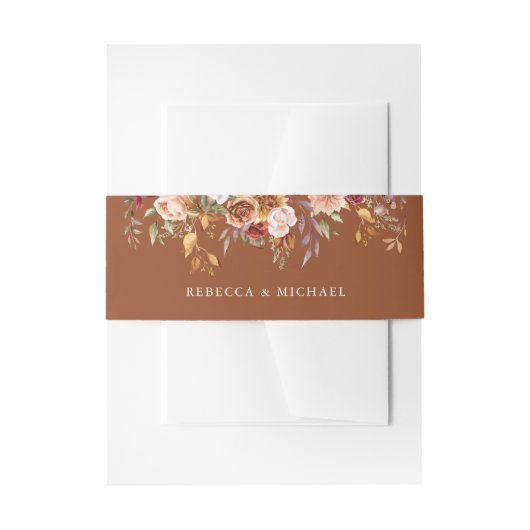 Bandeau De Faire-part Rustique Bourgogne Terracotta Mariage Floral (Devant example)