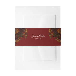 Bandeau De Faire-part Rustique Orange Rouge Automne Élégant Mariage