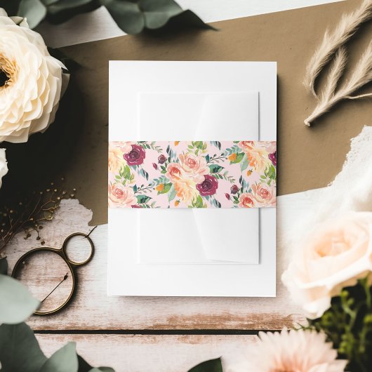 Bandeau De Faire-part Rustique rose Bourgogne Mariage de automne à motif