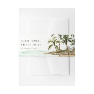 Bandeau De Faire-part Rustique Tropical Palm Trees Beach Sand Mariage