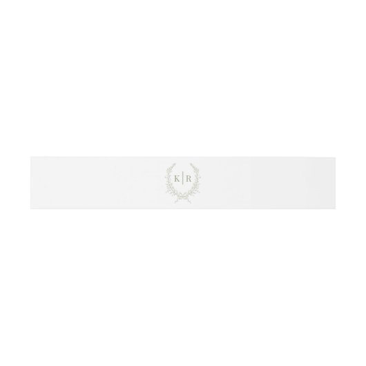 Bandeau De Faire-part Sage Botaniacal & Ribbon Crest Monogram Mariage (Plat)