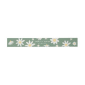 Bandeau De Faire-part Sage Green Boho Daisy Flower Invitation Belly Band (Plat)