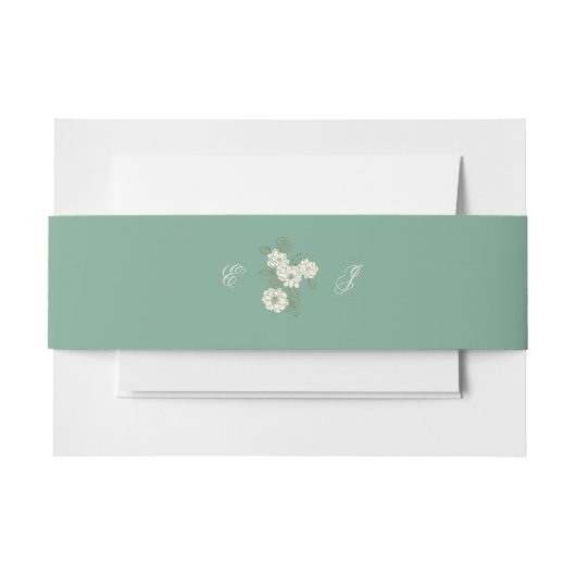 Bandeau De Faire-part Sage Green Custom Initial Wedding Belly Band (Devant Example)