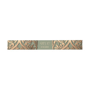 Bandeau De Faire-part Sage Green Gold Mariage Belly Band Élégant luxe