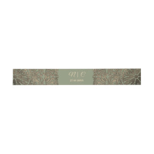 Bandeau De Faire-part Sage Green Gold Mariage Belly Band Élégant luxe