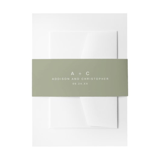 Bandeau De Faire-part Sage Green Initiales Monogramme Mariage simple (Devant example)