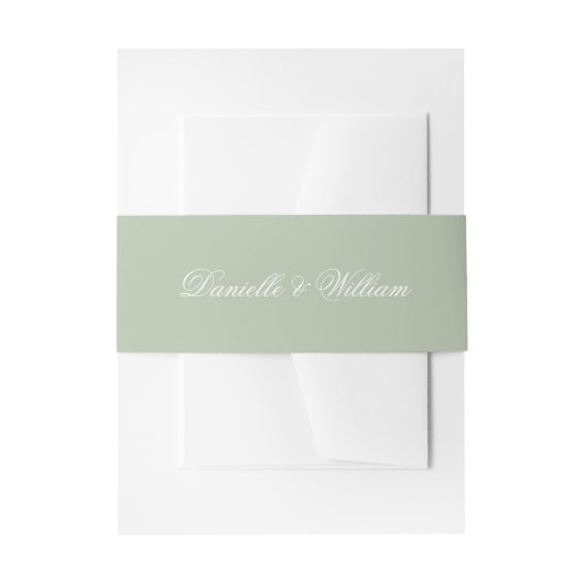 Bandeau De Faire-part Sage Green Mariage Simple White Calligraphie (Devant example)