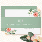 Bandeau De Faire-part Sage Green Simple Minimal Monogramme Mariage initi