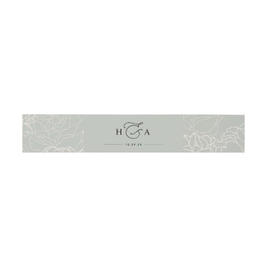 Bandeau De Faire-part Sage Green Simple Script Monogramme Mariage (Plat)