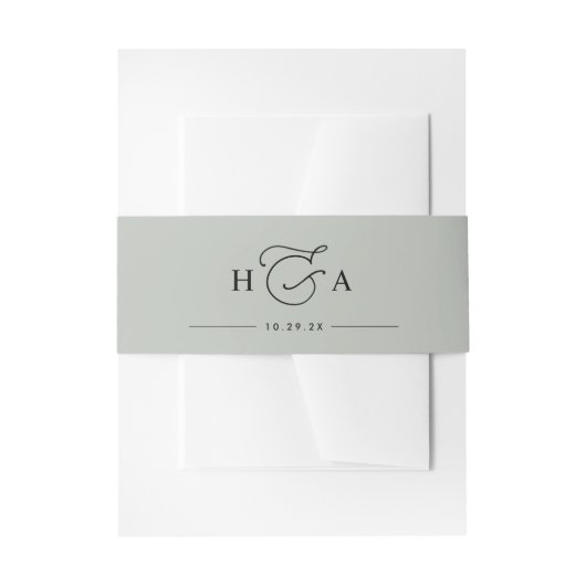 Bandeau De Faire-part Sage Green Simple Script Monogramme Mariage (Devant example)