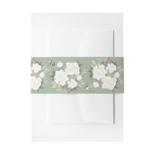 Bandeau De Faire-part Sage Green White Chinoiserie Floral Mariage