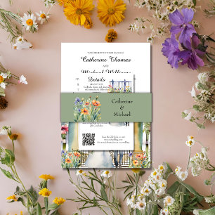 Bandeau De Faire-part Sage Vert Aquarelle Floral Garden Mariage