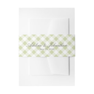 Bandeau De Faire-part Sage vert et blanc En vichy Plaid Nom et date