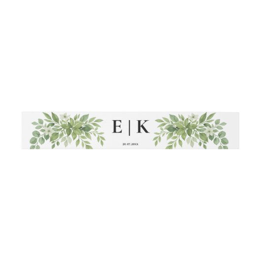 Bandeau De Faire-part Sage Vert verdure Moderne Monogramme Mariage (Plat)
