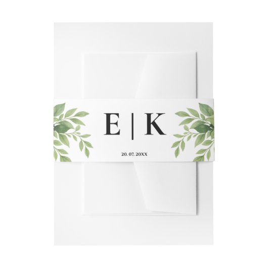 Bandeau De Faire-part Sage Vert verdure Moderne Monogramme Mariage (Devant example)