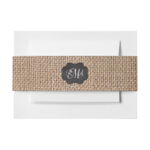 Bandeau De Faire-part Scénario Burlap Triple Script Monogramme