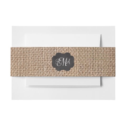Bandeau De Faire-part Scénario Burlap Triple Script Monogramme (Devant Example)