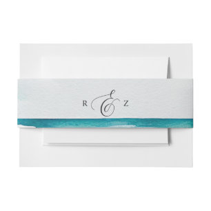 Bandeau De Faire-part Scène de plage à l'aquarelle florale pour mariage