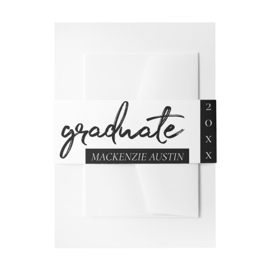 Bandeau De Faire-part Script blanc diplômé | Classic Keepsaké avec année (Devant example)