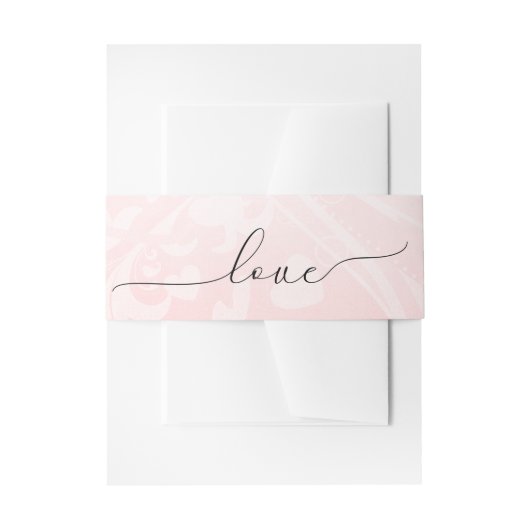 Bandeau De Faire-part Script d'amour sur Motif rose (Devant example)