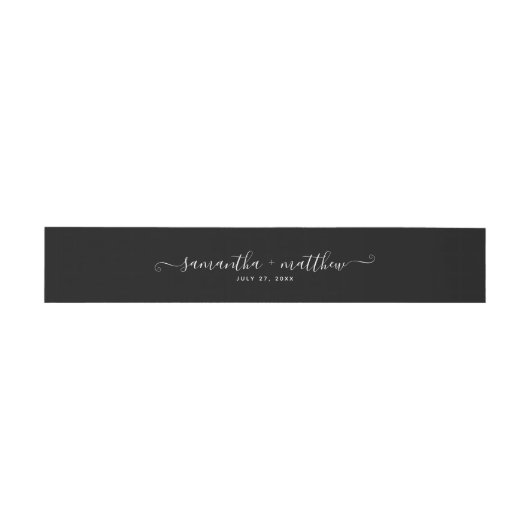 Bandeau De Faire-part Script de calligraphie simple Mariage noir (Plat)