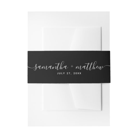 Bandeau De Faire-part Script de calligraphie simple Mariage noir (Devant example)