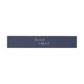 Bandeau De Faire-part Script de signature bleu marine simple (Plat)