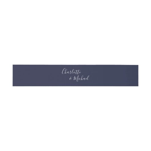 Bandeau De Faire-part Script de signature bleu marine simple (Plat)
