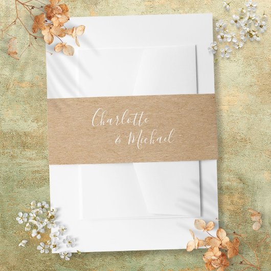 Bandeau De Faire-part Script de signature rustique simple Kraft