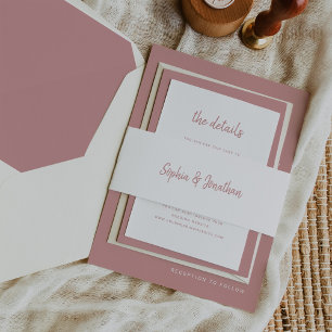 Bandeau De Faire-part Script minimaliste Mariage Rose blanc et poussié