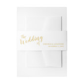 Bandeau De Faire-part Script moderne Mariage blanc et or (Devant example)
