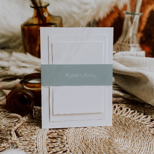 Bandeau De Faire-part Script moderne Verre de mer Bleu Vert Mariage