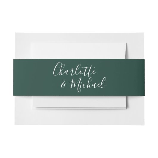Bandeau De Faire-part Script simple Emerald Green Signature (Devant Example)