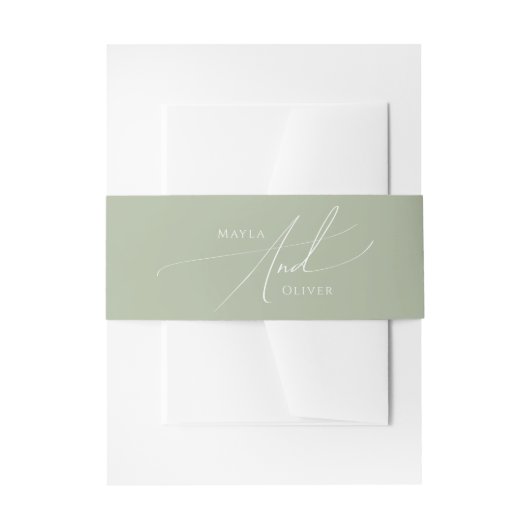Bandeau De Faire-part Script Whimsical | Sage Green (Devant example)
