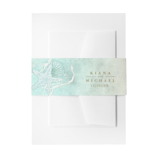 Bandeau De Faire-part Sea Foam Beach Starfish Wedding ID837 (Devant example)