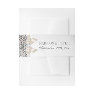Bandeau De Faire-part Séquences d'argent Faux Champagne Bow Mariage