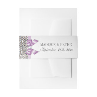 Bandeau De Faire-part Séquences d'argent Faux Lilac Bow Mariage